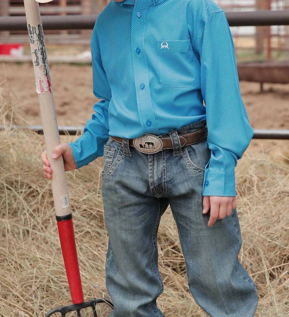 NEW CINCH arenaflex long sleeve shirt in blue